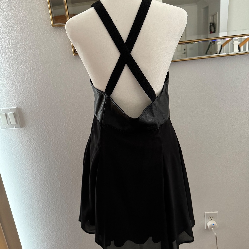 Nasty Gal faux Leather and nylon skater dress Size Large